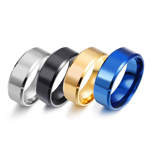Classic 8mm Mens Ring Surface Brushed Stainless Steel Simple Ring