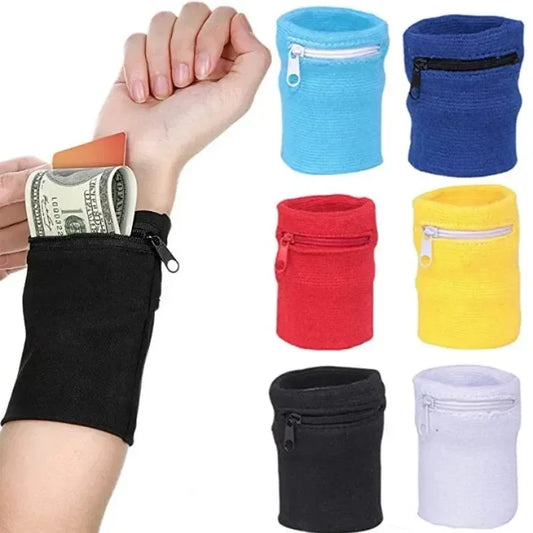 Sports Wristband Zipper Wrist Support Wallet Multifunction Gym Running Arm Band