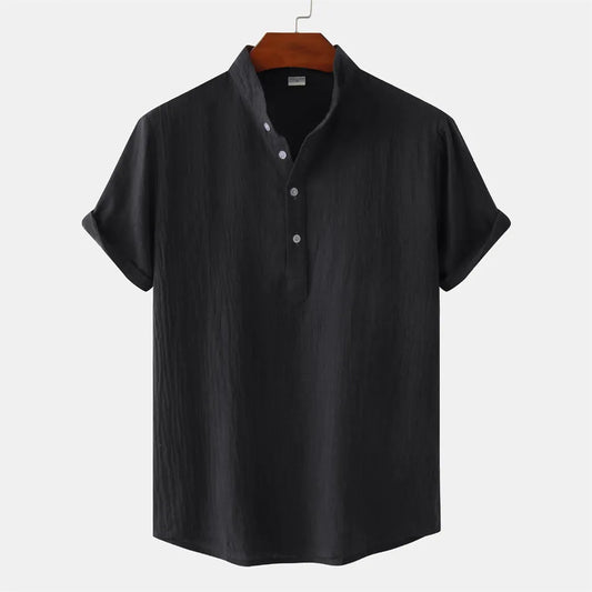 Men’s Shirts Standing Collar Shirt Short Sleeved