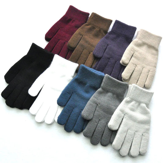 Winter Knitted Plush Gloves Men Autumn Thickened