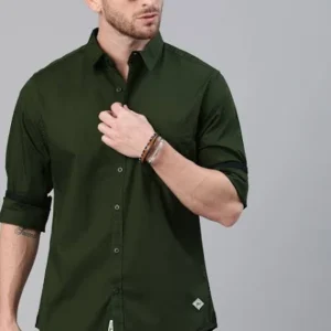 Olive Green Shirt for Men 100% Cotton Fabric <br> made up of Premium Threads