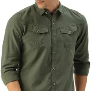 Olive Green Shirt for Men 100% Cotton Fabric <br> made up of Premium Threads