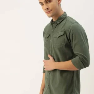 Olive Green Shirt for Men 100% Cotton Fabric <br> made up of Premium Threads