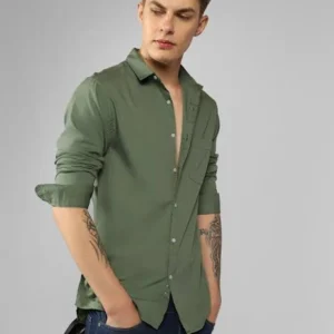 Olive Green Shirt for Men 100% Cotton Fabric <br> made up of Premium Threads