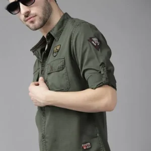 Olive Green Shirt for Men 100% Cotton Fabric <br> made up of Premium Threads