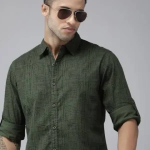 Olive Green Shirt for Men 100% Cotton Fabric <br> made up of Premium Threads