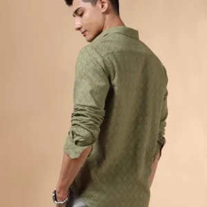 Olive Green Shirt for Men 100% Cotton Fabric <br> made up of Premium Threads