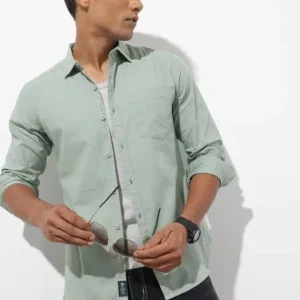 Pista Green Shirt for Men 100% Cotton Fabric <br> made up of Premium Threads