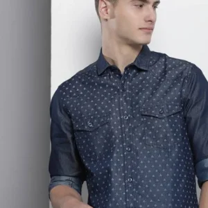 Denim Printed Shirt for Men 100% Cotton Fabric <br> made up of Premium Threads