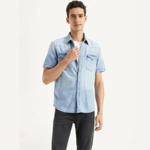 Denim Half Sleeve Shirt for Men 100% Cotton Fabric <br> made up of Premium Threads