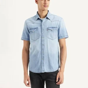 Denim Half Sleeve Shirt for Men 100% Cotton Fabric <br> made up of Premium Threads