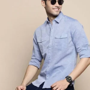 Light Blue Shirt for Men 100%Cotton Blend <br> Classic & Stylish
