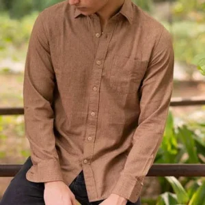 Brown Flannel Shirt for Men Cotton Blend<br> Trending& Classic